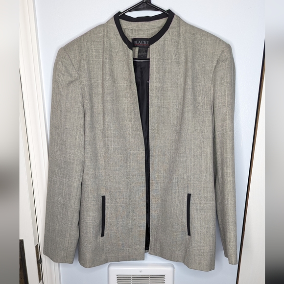Vintage Blacker Herringbone Zip Front Blazer Jacket 12 - Picture 2 of 6